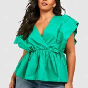 KASIA NEW GREEN RUFFLE BLOUSE SIZE SMALL RETAIL $112